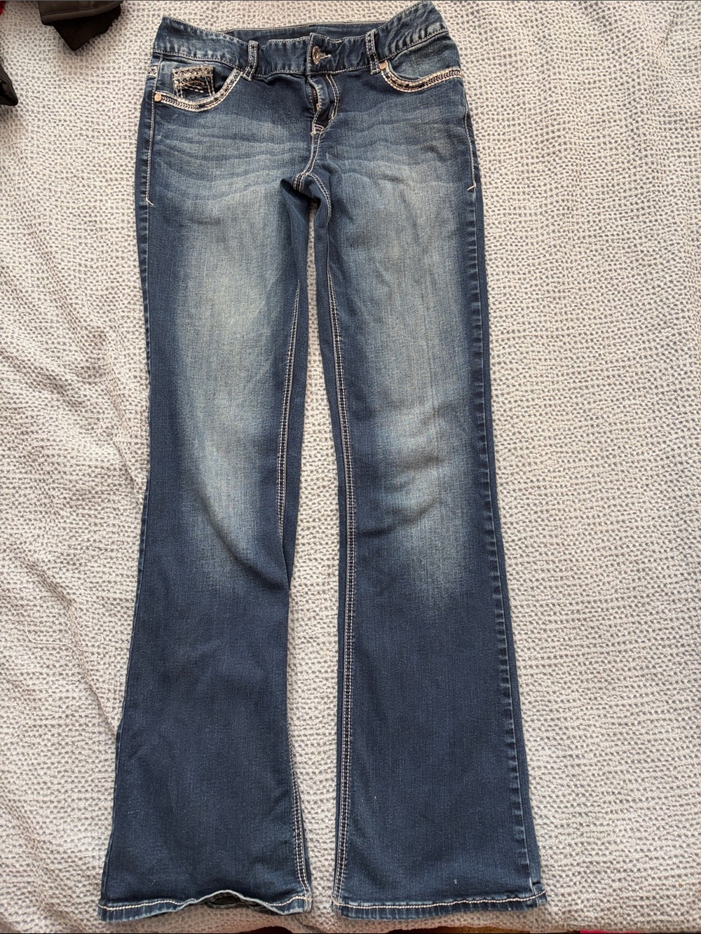 Maurices Blue Flare Jeans with Contrast Stitching